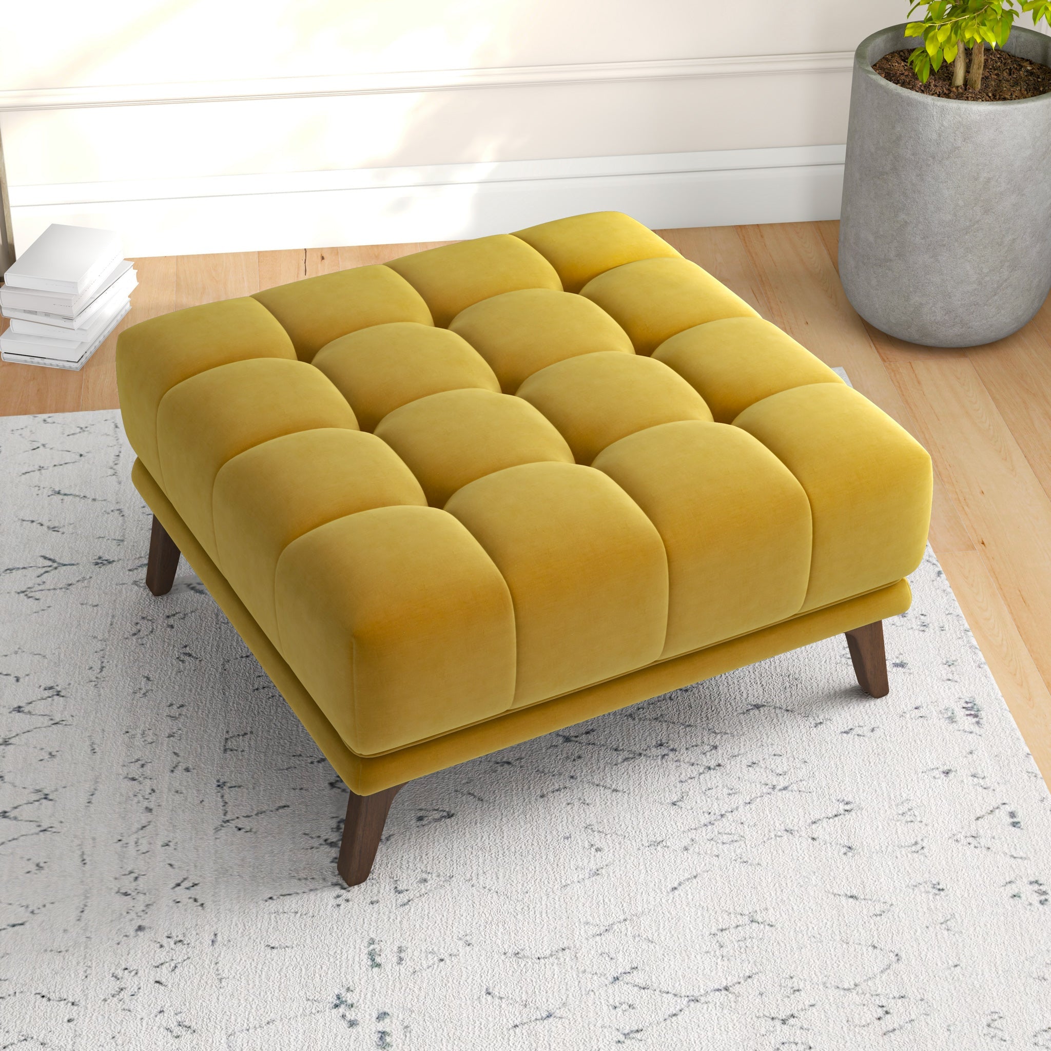 Kano Gold Velvet Ottoman - MidinMod