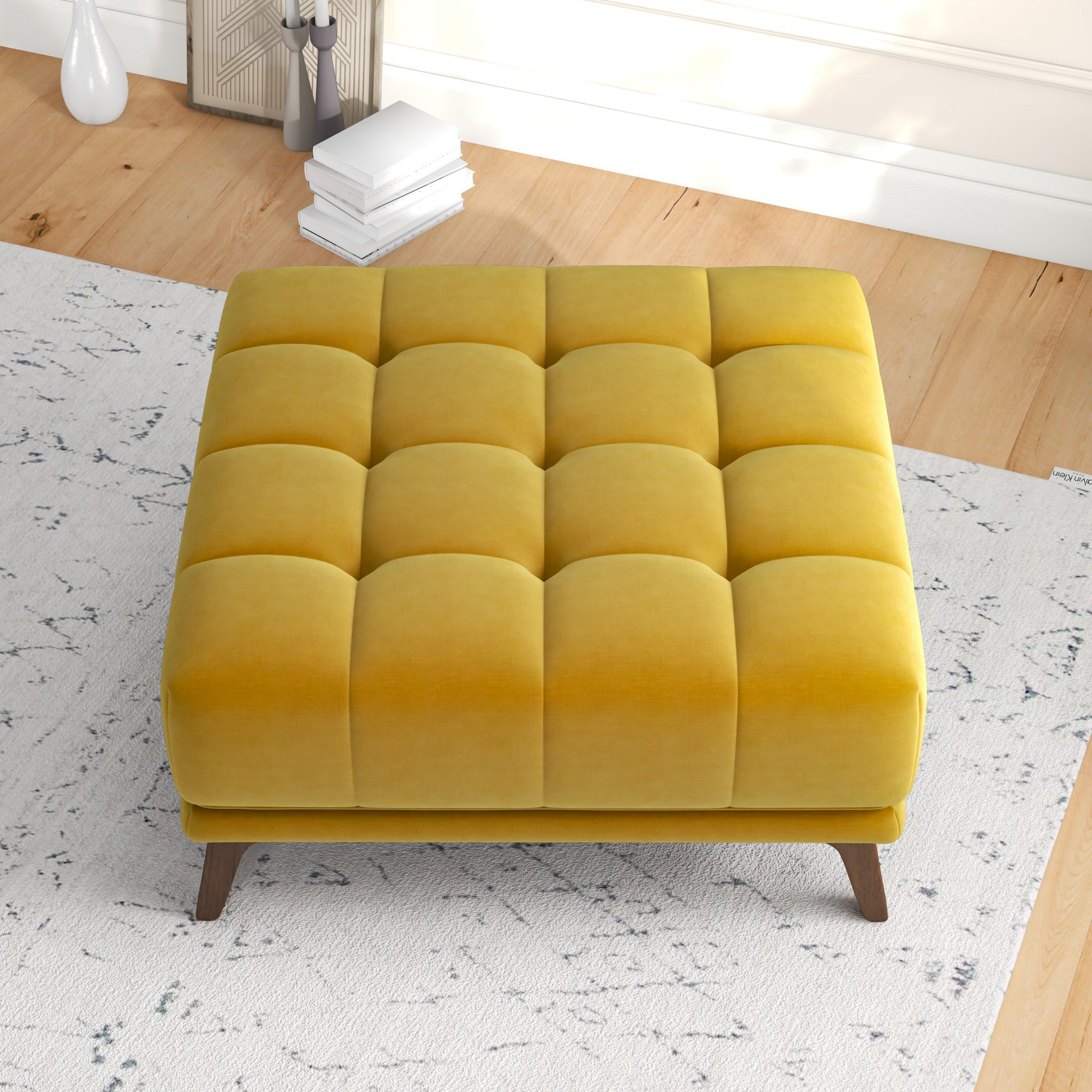 Yellow on sale leather ottoman