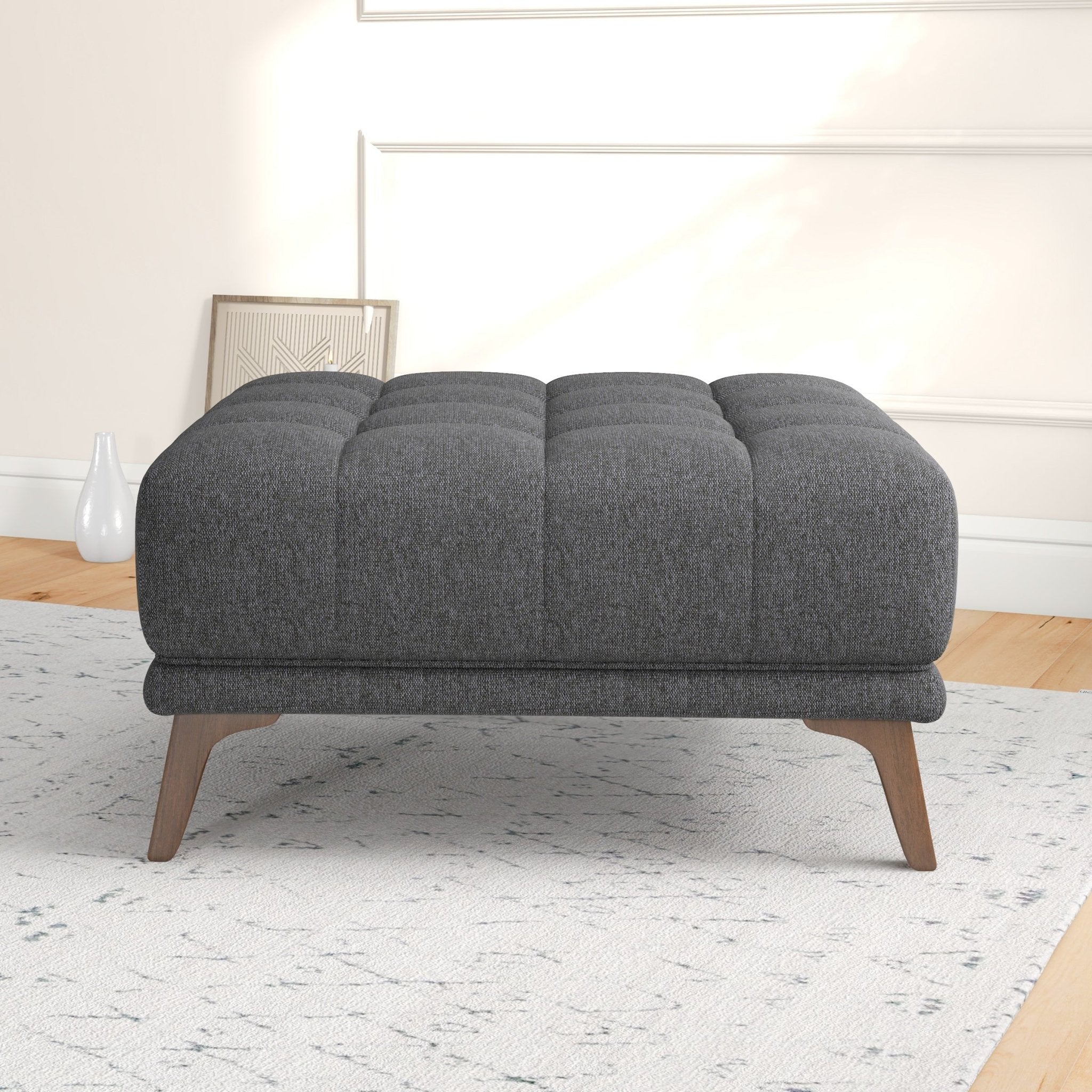 Kano Dark Gray Fabric Ottoman - MidinMod