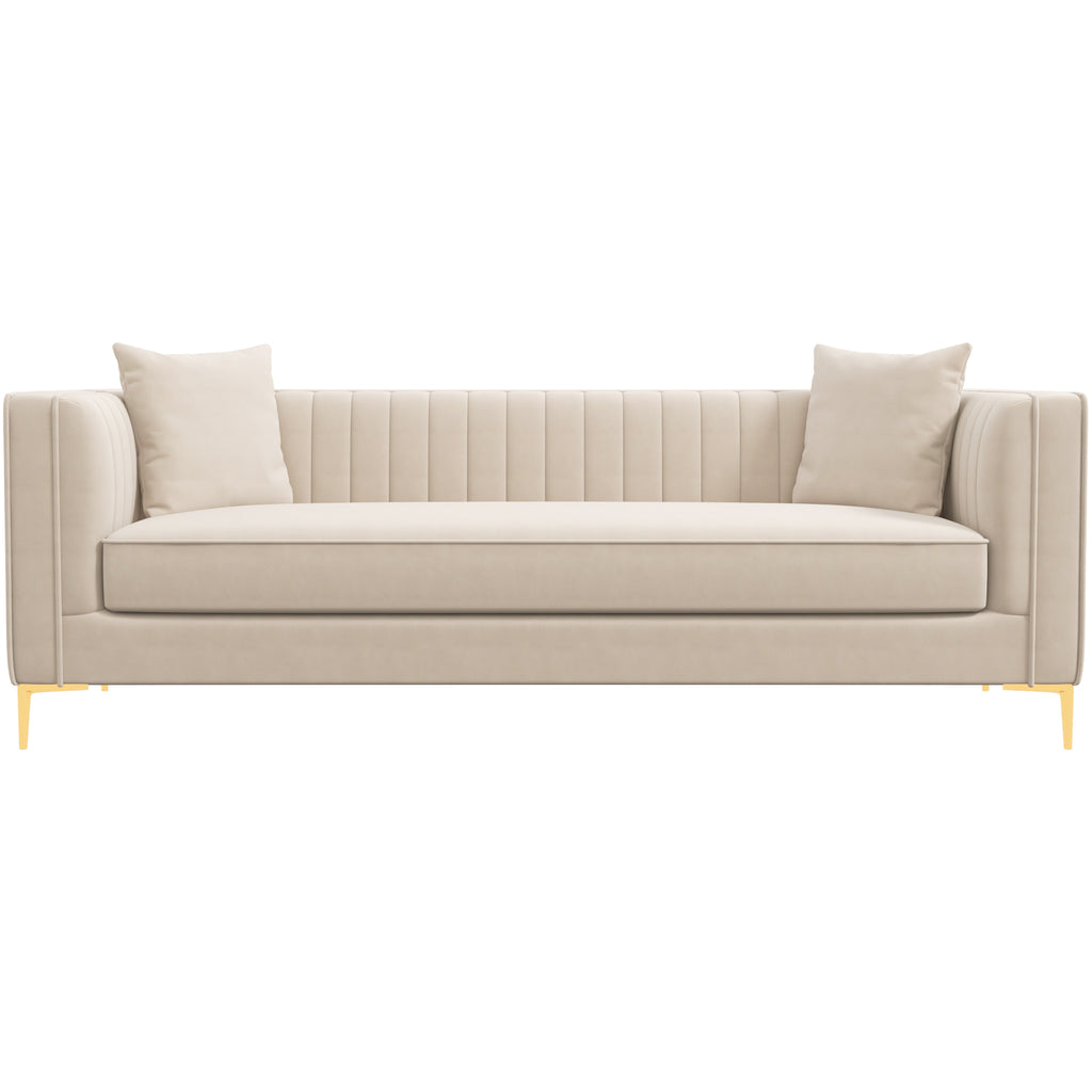 Kendra Sofa 91" (Light Cream Velvet) | Mid in Mod | Houston TX | Best Furniture stores in Houston