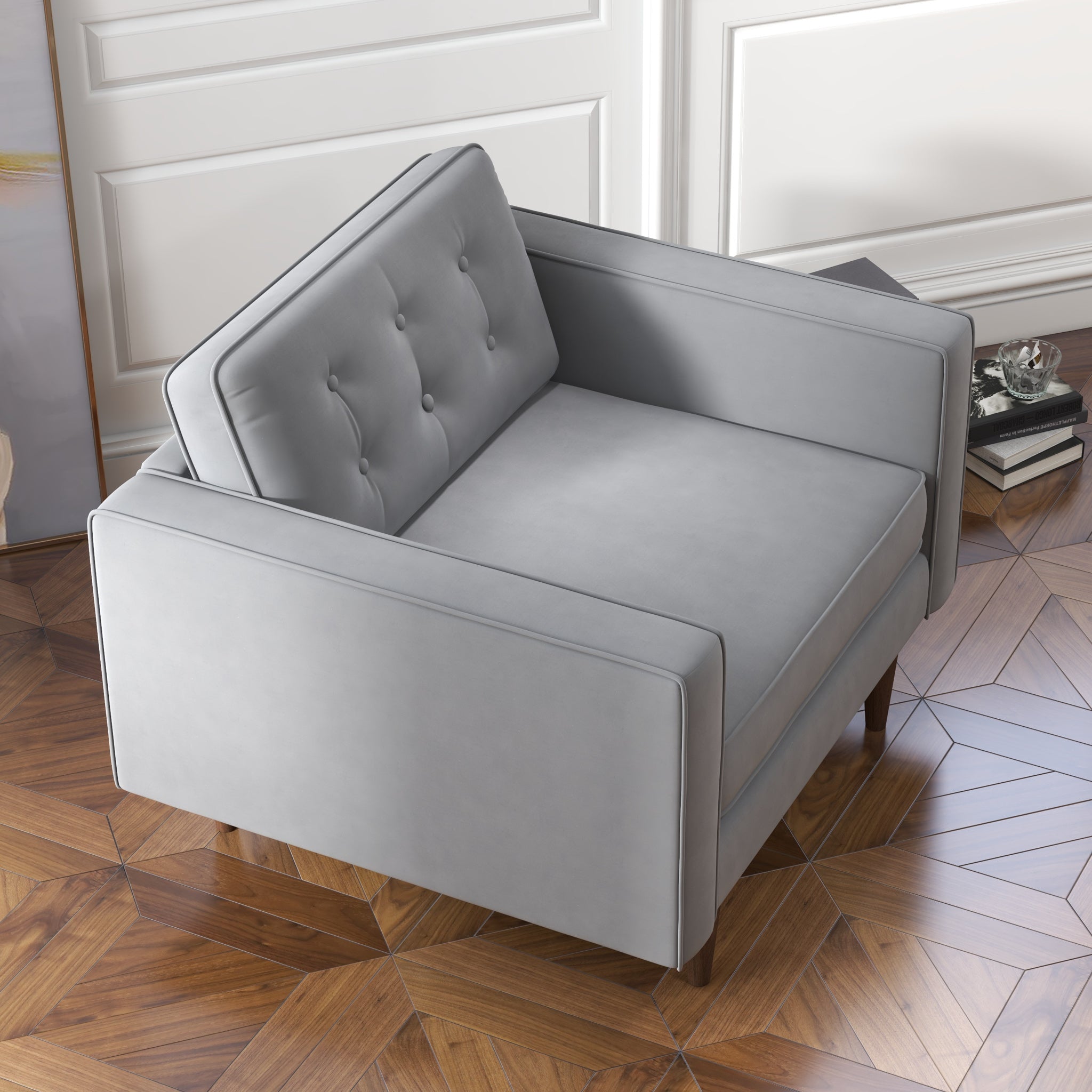 Kirby Grey Velvet Lounge Chair - MidinMod