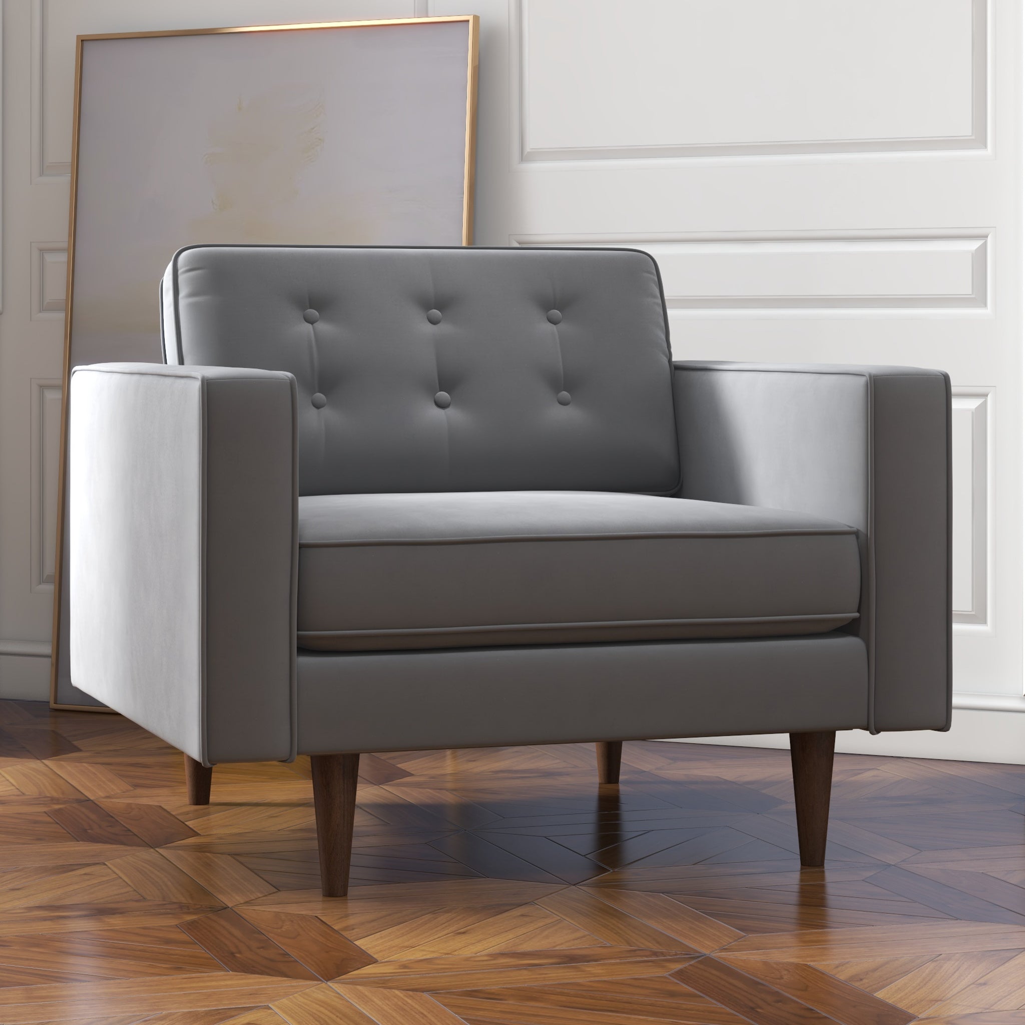 Kirby Grey Velvet Lounge Chair - MidinMod