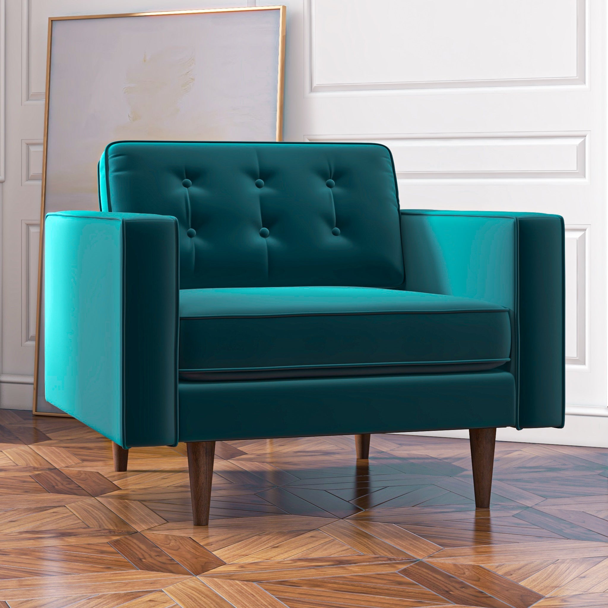 Kirby Teal Velvet Arm Chair - MidinMod