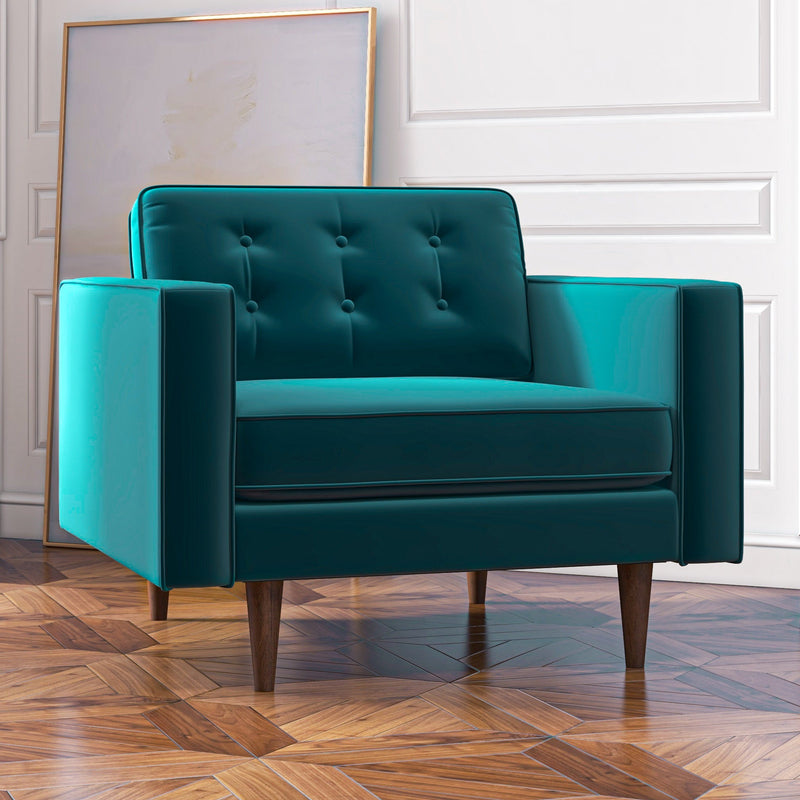 Kirby Lounge Chair (Teal Velvet) | Mid in Mod | Houston TX | Best Furniture stores in Houston