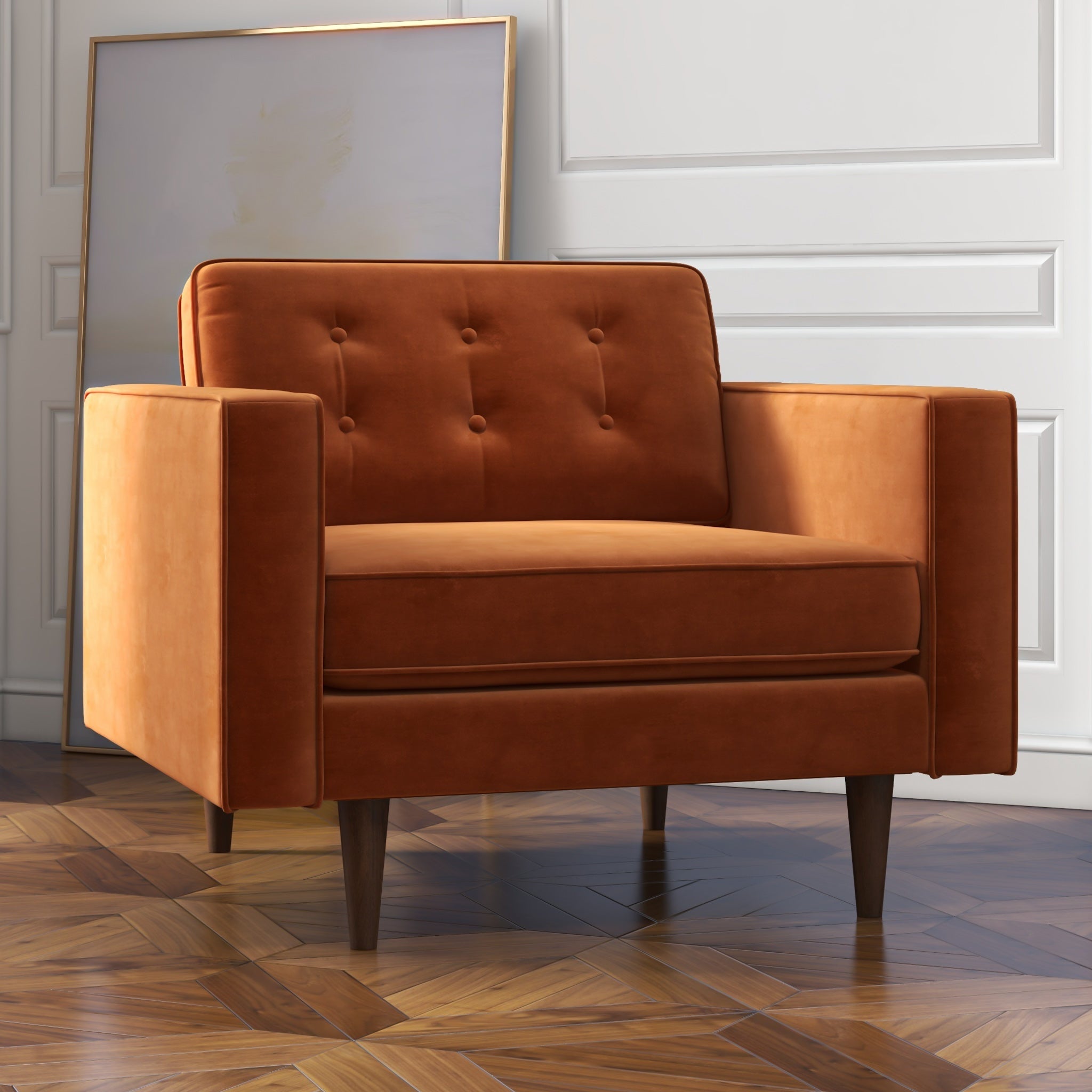 Kirby Lounge Chair Burnt Orange Velvet - MidinMod