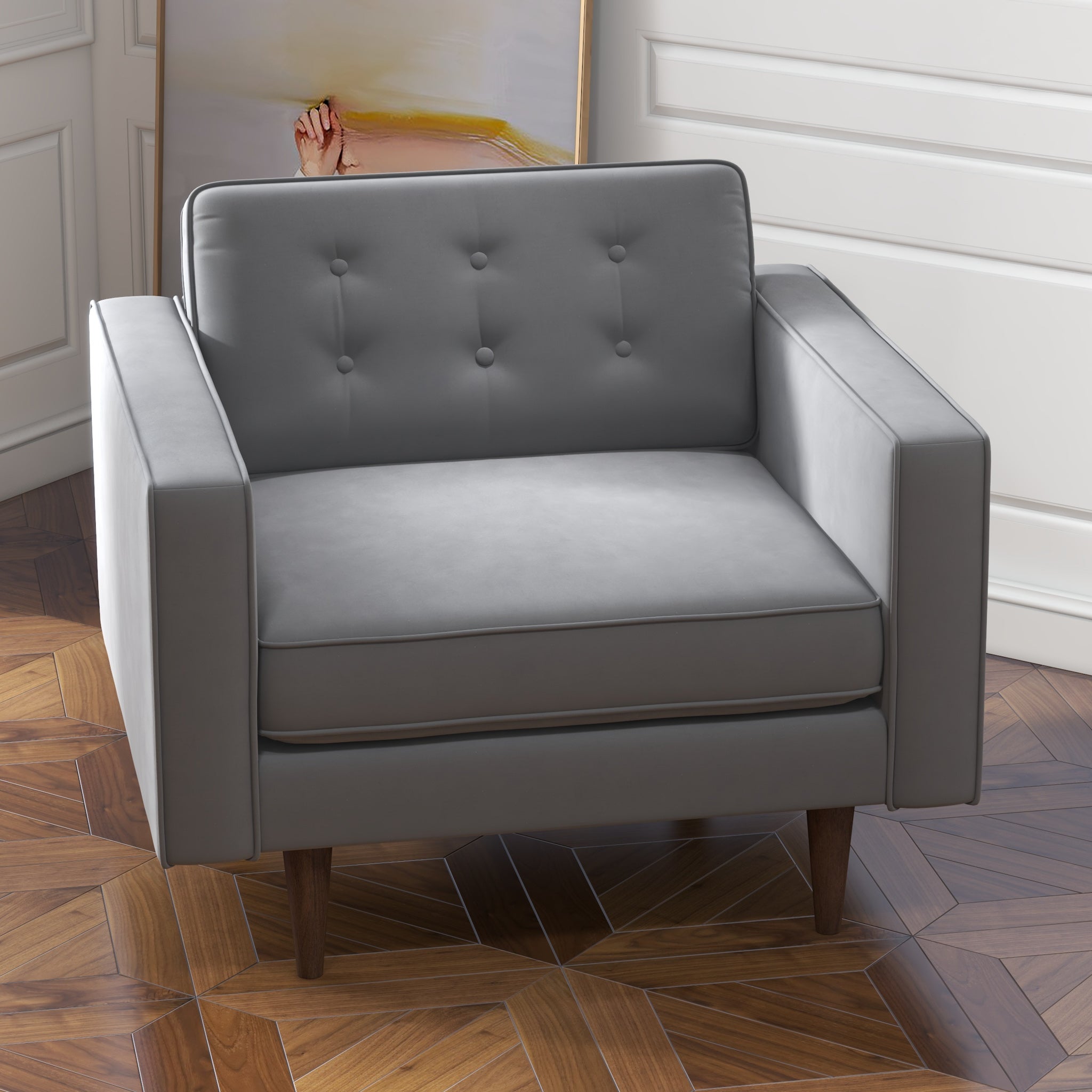 Kirby Grey Velvet Lounge Chair - MidinMod