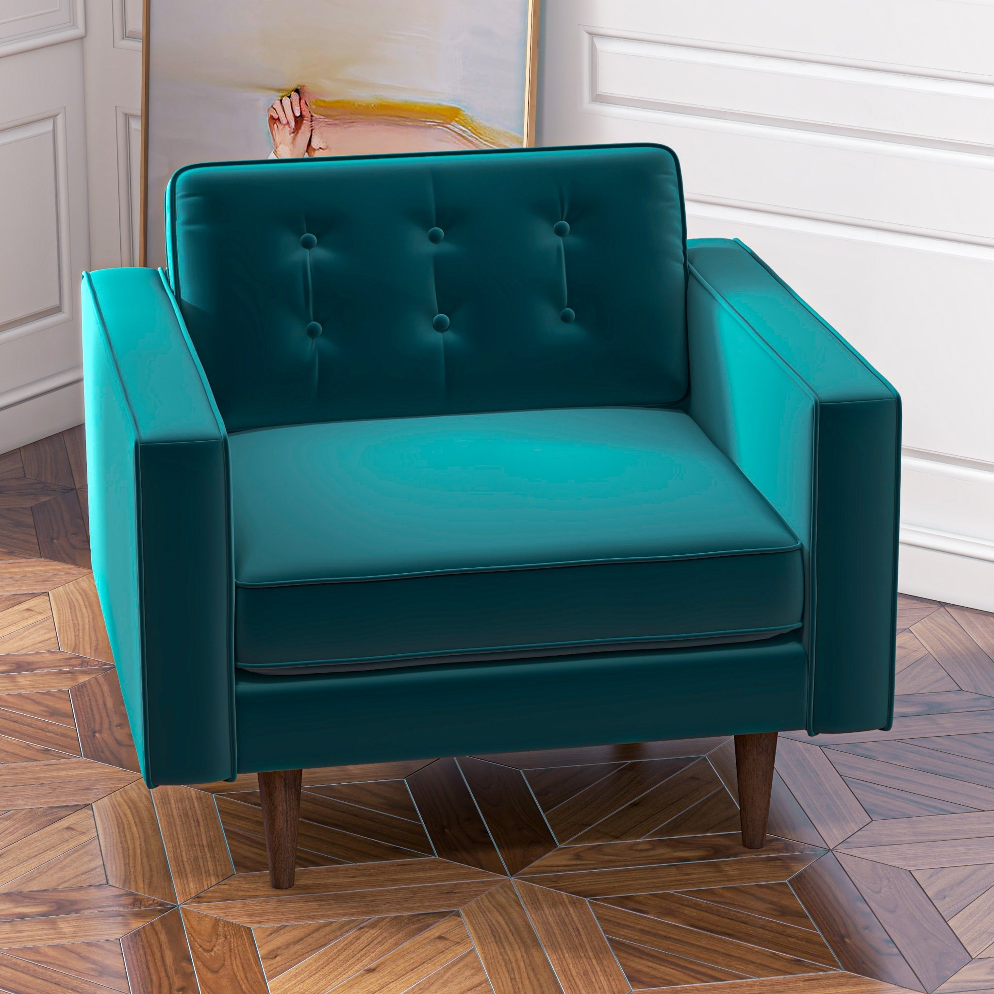 Kirby Teal Velvet Arm Chair - MidinMod