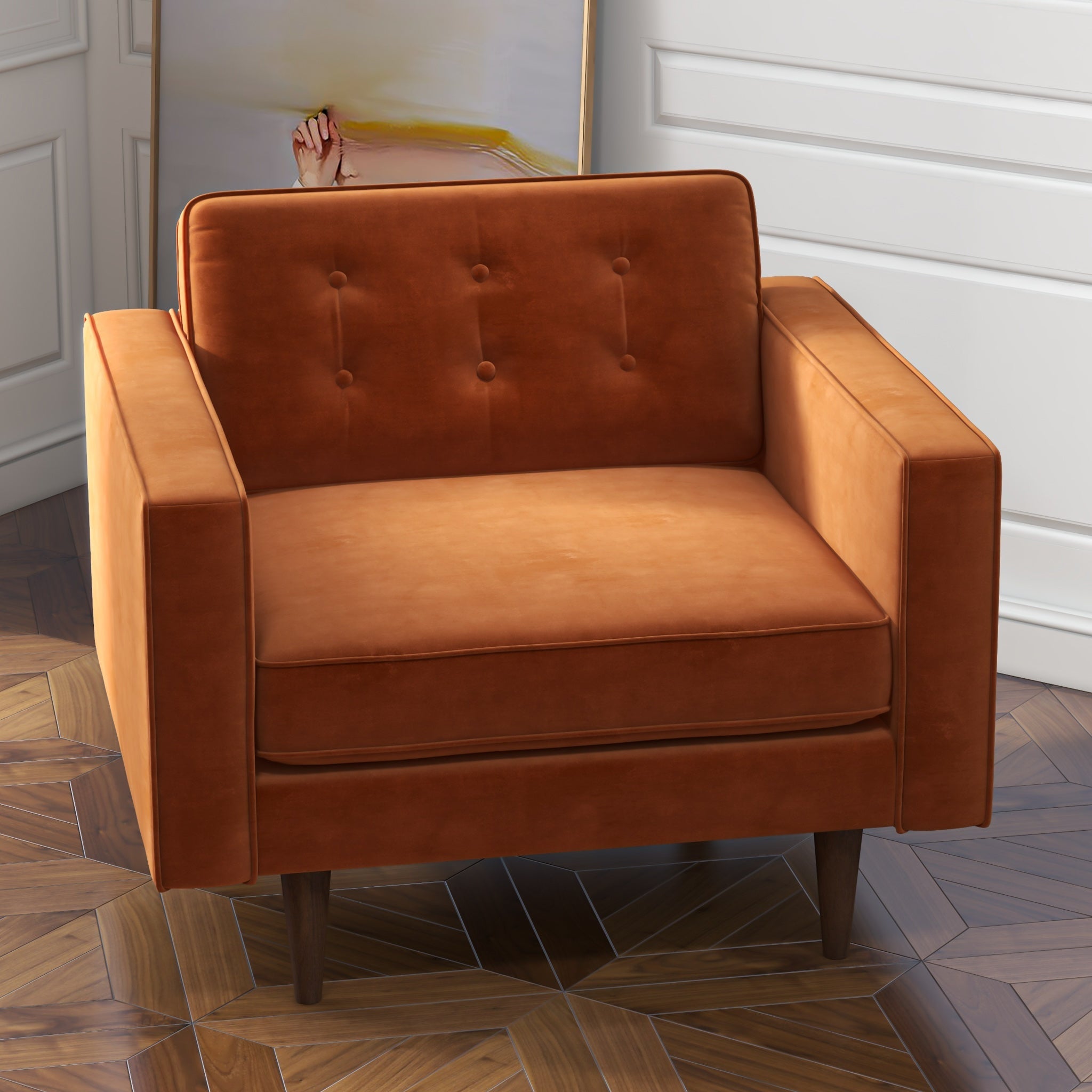 Kirby Lounge Chair Burnt Orange Velvet - MidinMod