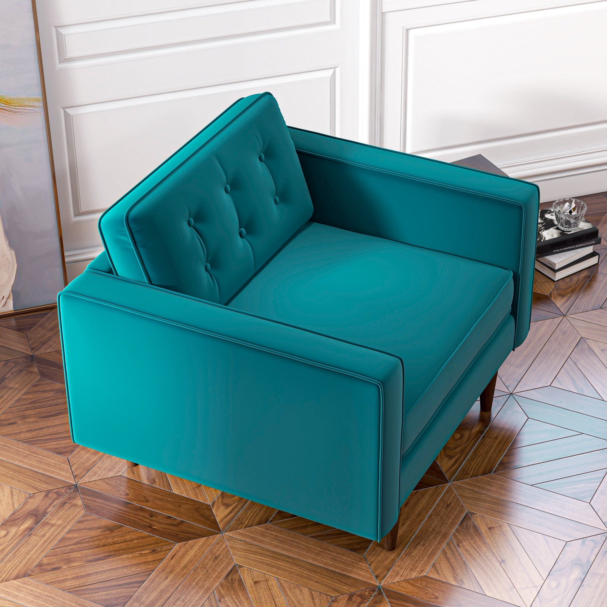 Kirby Teal Velvet Arm Chair - MidinMod