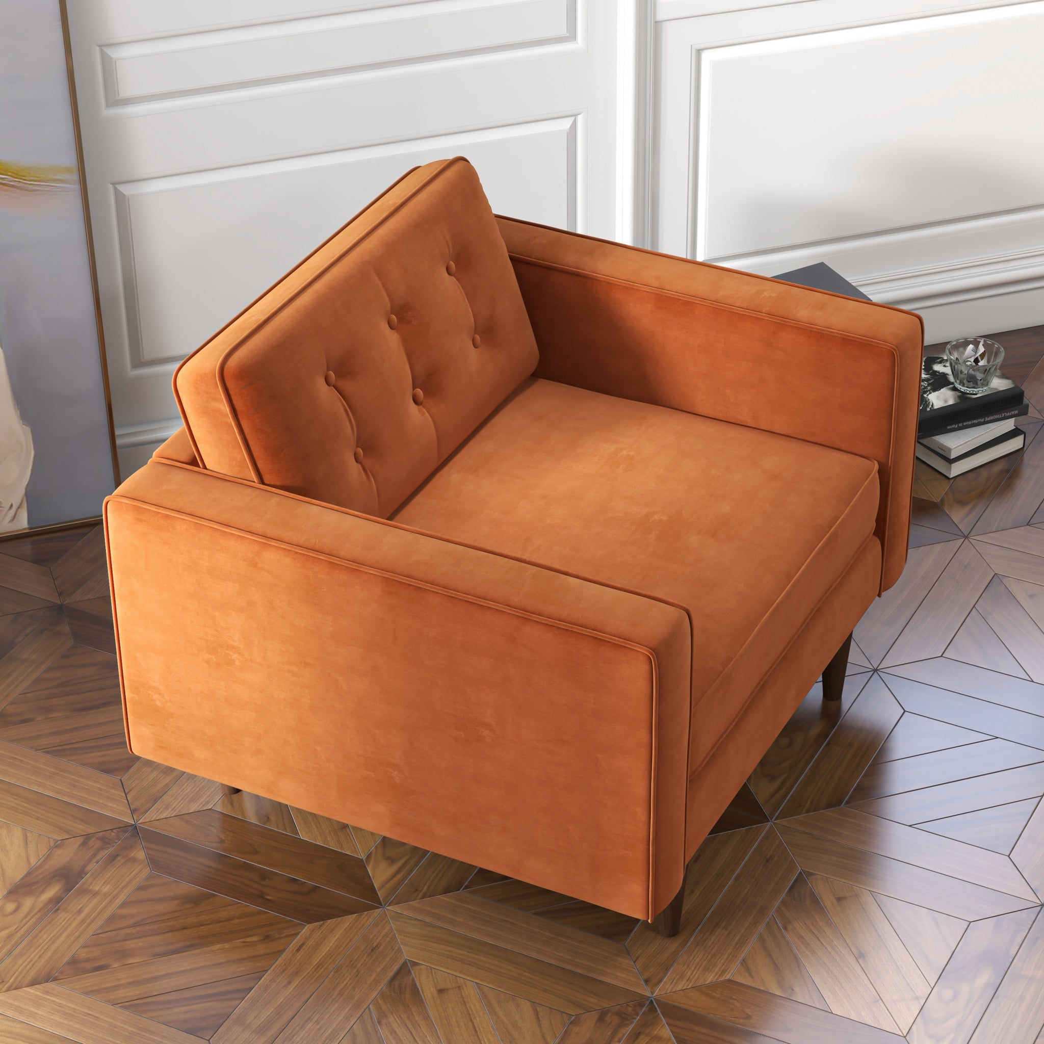 Kirby Lounge Chair Burnt Orange Velvet - MidinMod