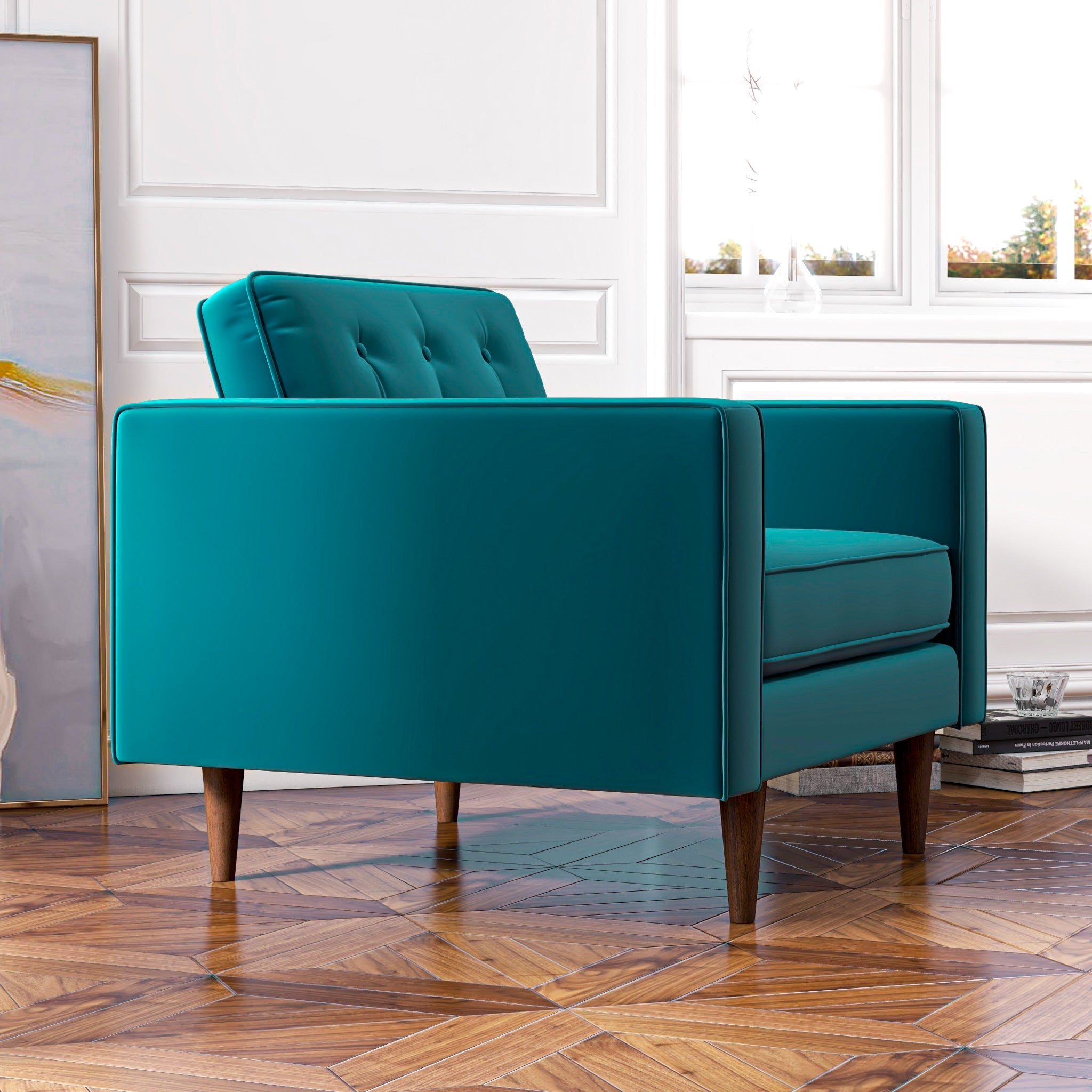 Kirby Teal Velvet Arm Chair - MidinMod