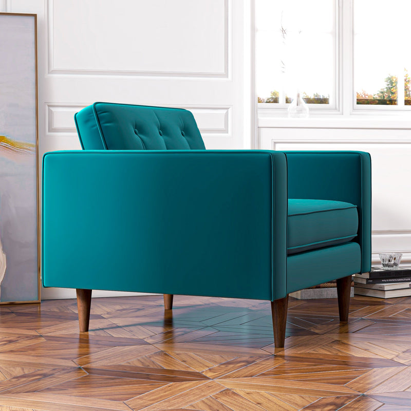 Kirby Lounge Chair (Teal Velvet) | Mid in Mod | Houston TX | Best Furniture stores in Houston