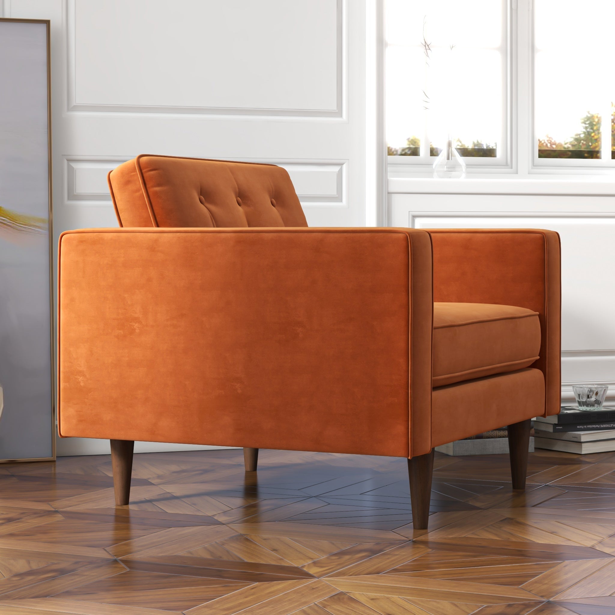 Kirby Lounge Chair Burnt Orange Velvet - MidinMod