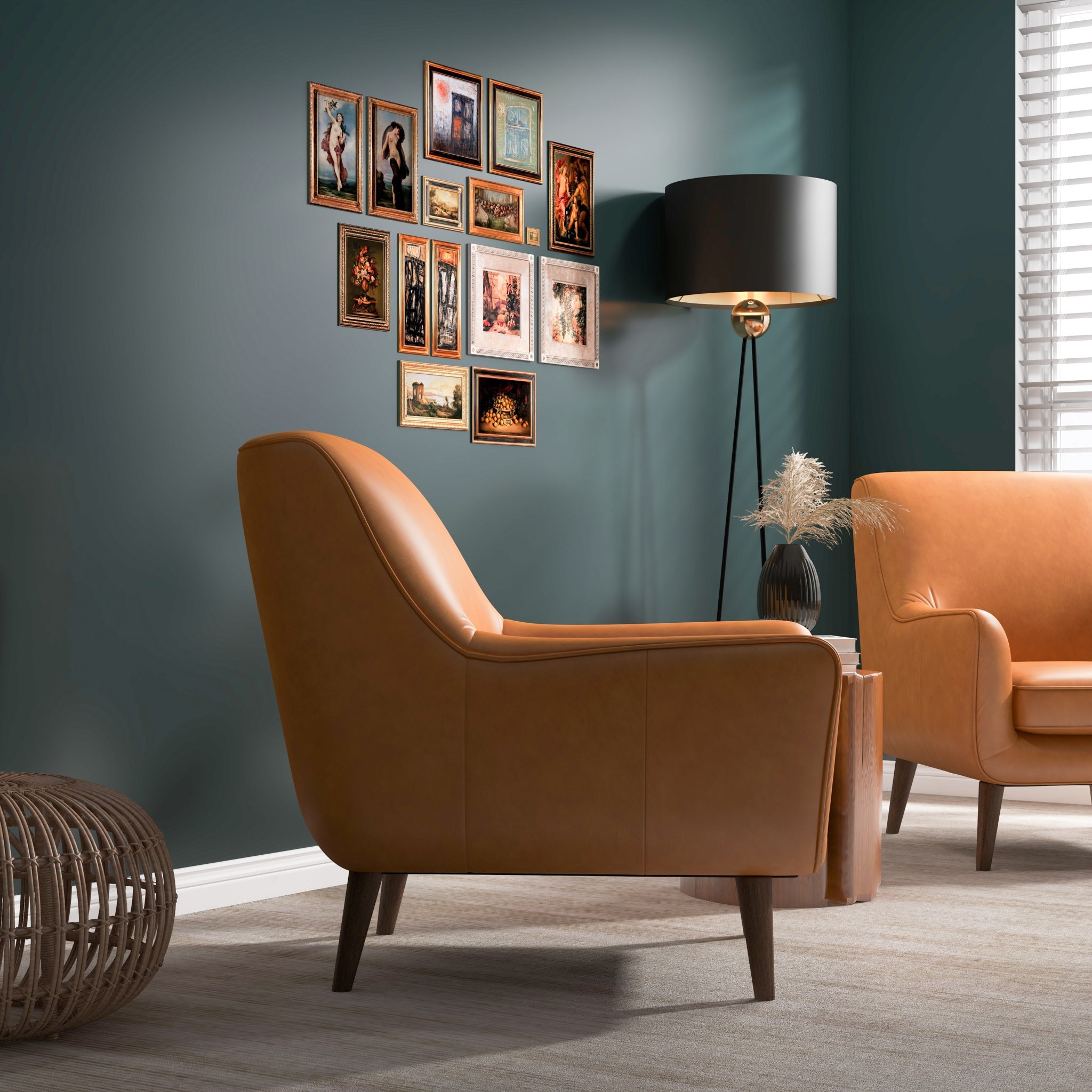 Lexi Tan Leather Lounge Chair - MidinMod