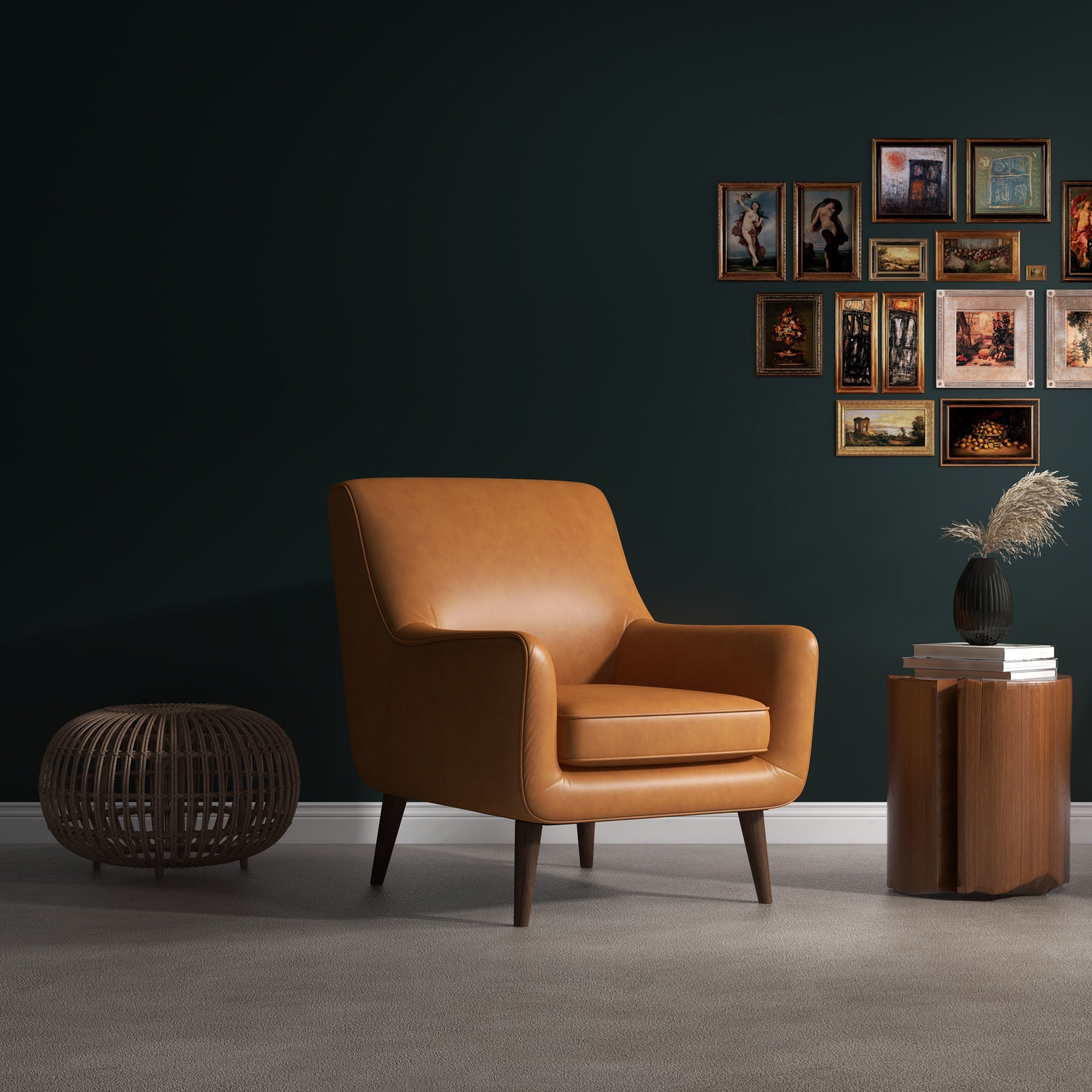 Lexi Tan Leather Lounge Chair - MidinMod