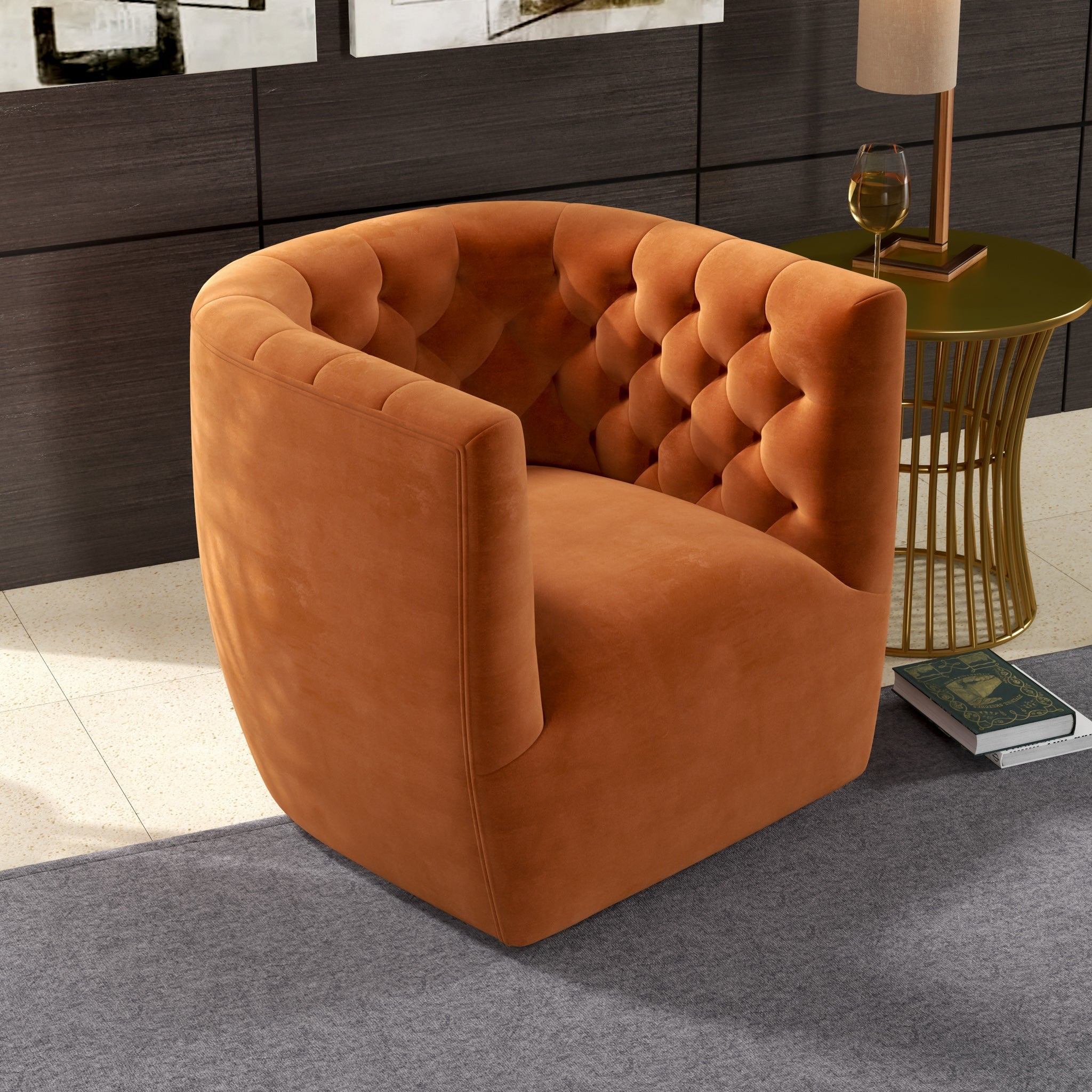 Rust velvet best sale swivel chair