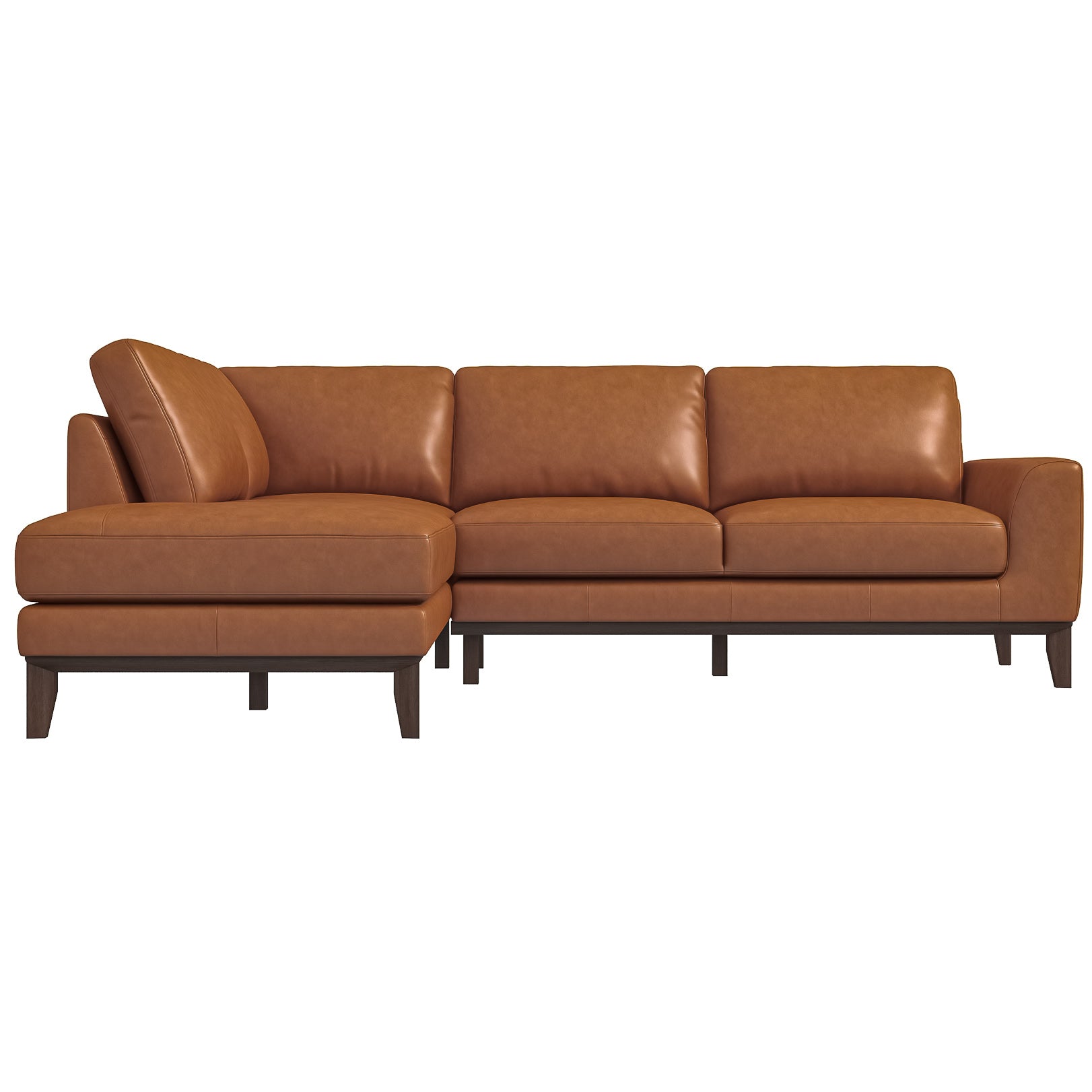 Mayfair Tan Leather Sectional Left Facing Chaise - MidinMod