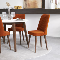 Palmer Dining set with 4 Evette Orange Dining Chairs (WHITE) | Mid in Mod | Houston TX | Best Furniture stores in Houston