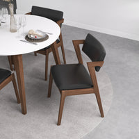 Dining Set, Palmer Round White Table with 4 Ricco Black Leather Chairs | Mid in Mod | Houston TX | Best Furniture stores in Houston