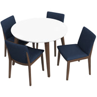 Dining Set, Palmer White Table - 4 Virginia Navy Blue Chairs | Best Furniture stores in Houston