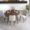 Palmer Dining set with 4 Evette Beige Dining Chairs (Walnut) | Mid in Mod | Houston TX | Best Furniture stores in Houston