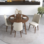 Palmer Dining set with 4 Evette Beige Dining Chairs (Walnut) | Mid in Mod | Houston TX | Best Furniture stores in Houston