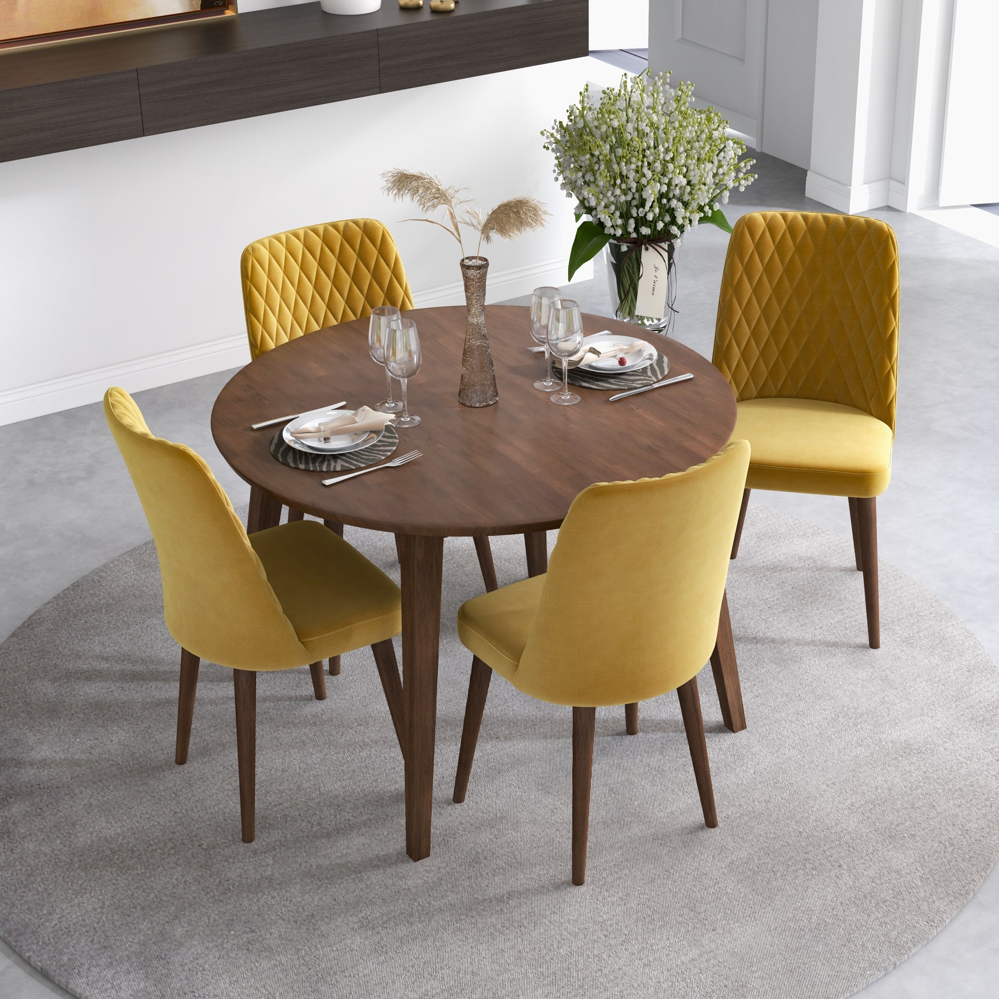 Mustard dining set hot sale