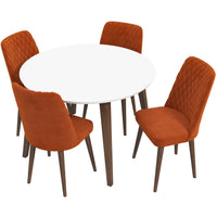 Palmer Dining set with 4 Evette Orange Dining Chairs (WHITE) | Mid in Mod | Houston TX | Best Furniture stores in Houston