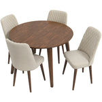Palmer Dining set with 4 Evette Beige Dining Chairs (Walnut) | Mid in Mod | Houston TX | Best Furniture stores in Houston