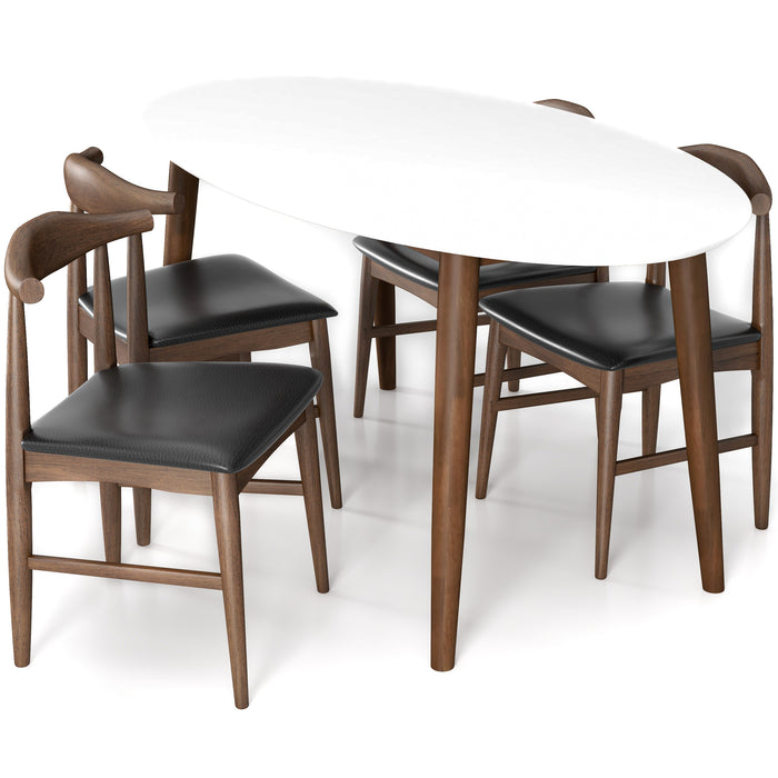 Rixos White Oval Dining Set - 4 Winston Black Leather Chairs | MidinMod | TX | Best Furniture stores in Houston