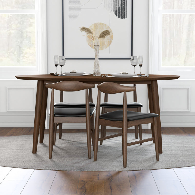Rixos Walnut Dining Set - 4 Winston Black Leather Chairs | MidinMod | TX | Best Furniture stores in Houston