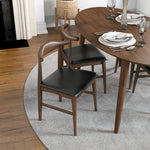 Rixos Walnut Dining Set - 4 Winston Black Leather Chairs | MidinMod | TX | Best Furniture stores in Houston