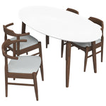 Rixos White Top Dining Set - 4 Zola Grey Chairs  | MidinMod | TX | Best Furniture stores in Houston