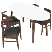 Rixos White Top Dining Set - 4 Zola Black PU Chairs | MidinMod | TX | Best Furniture stores in Houston