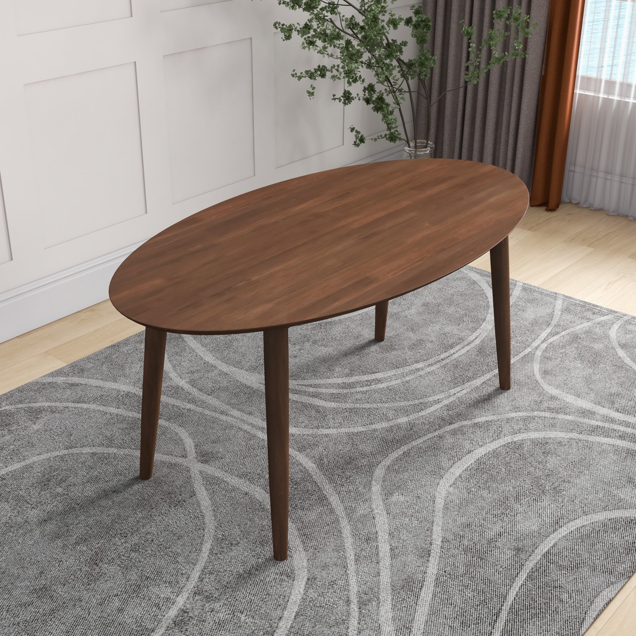 Rixos Oval Dining Table Walnut Top - MidinMod