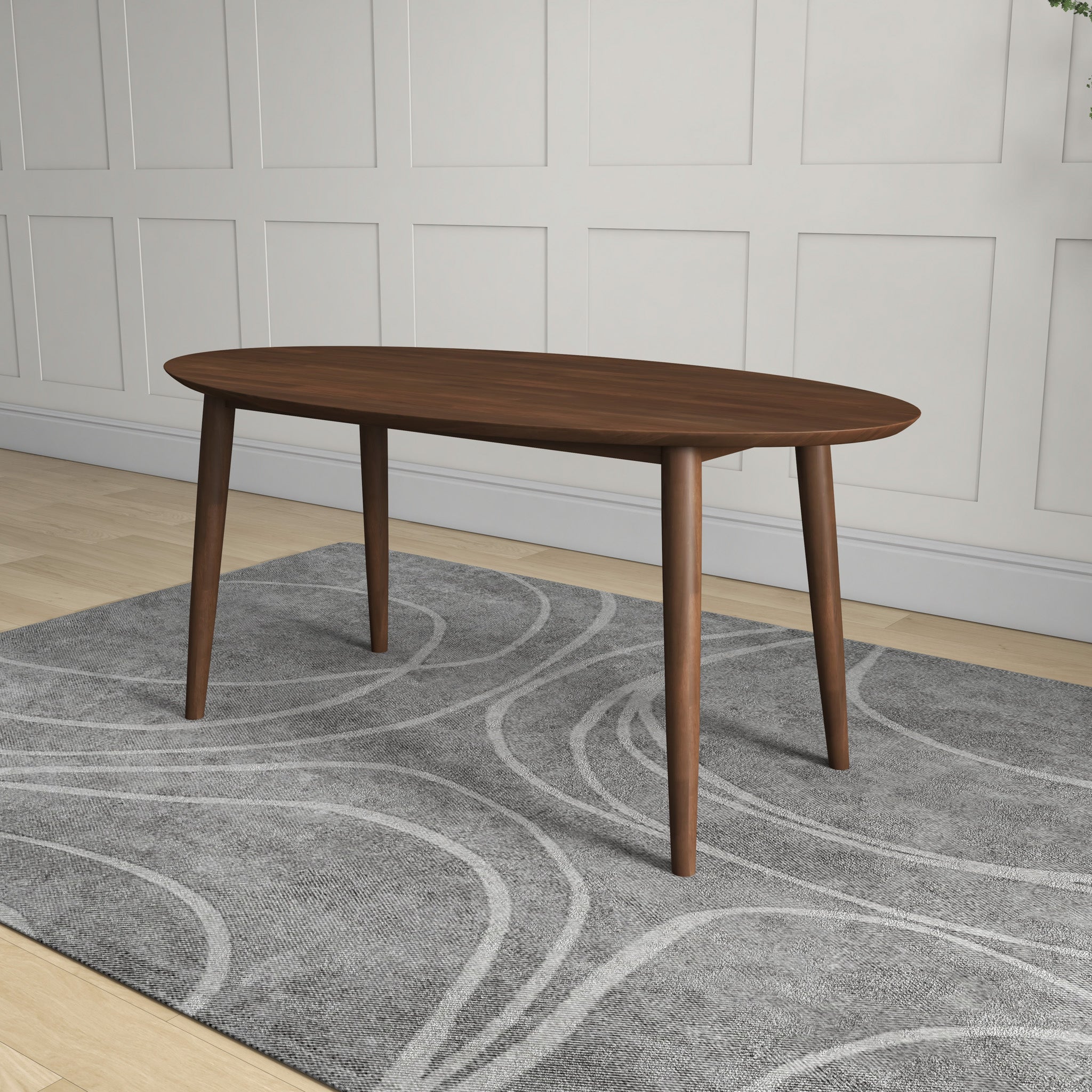 Rixos Oval Dining Table Walnut Top - MidinMod