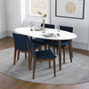 Rixos White Dining Set - 4 Virginia Blue Velvet Chairs | MidinMod | TX | Best Furniture stores in Houston