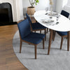 Rixos White Dining Set - 4 Virginia Blue Velvet Chairs | MidinMod | TX | Best Furniture stores in Houston