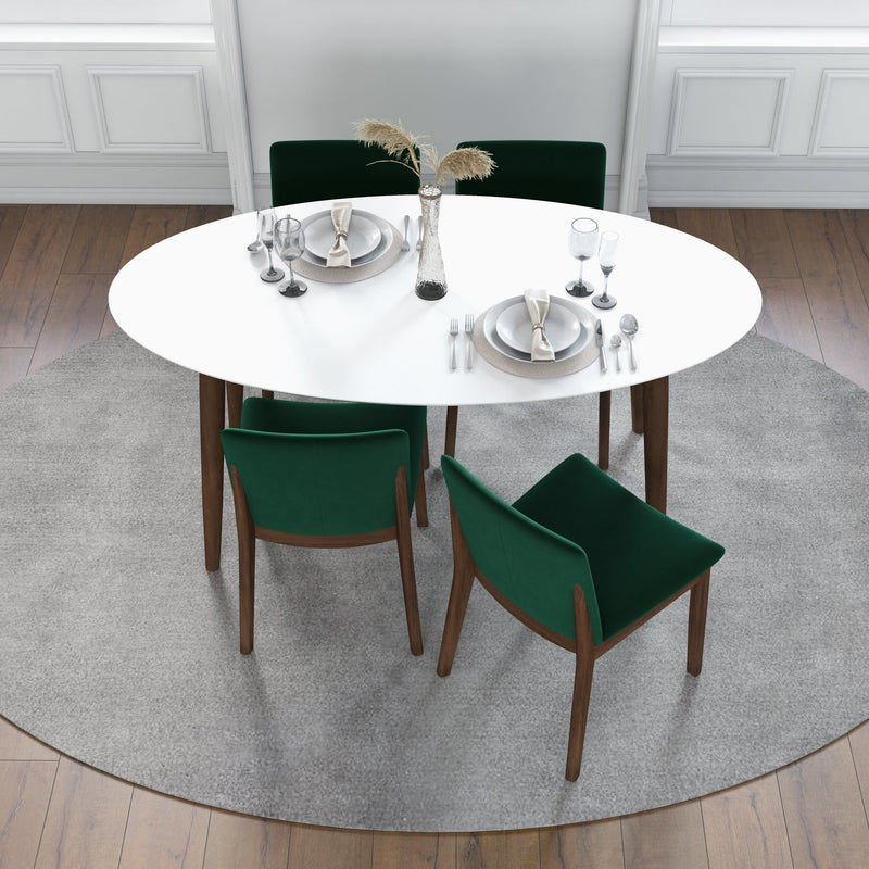 Rixos White Dining set - 4 Virginia Green Velvet Chairs | MidinMod | TX | Best Furniture stores in Houston