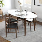 Rixos White Oval Dining Set - 4 Winston Black Leather Chairs | MidinMod | TX | Best Furniture stores in Houston