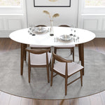 Rixos White Oval Dining Set - 4 Winston Beige Chairs | MidinMod | TX | Best Furniture stores in Houston