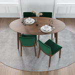 Rixos Walnut Dining set - 4 Virginia Green Velvet Chairs | MidinMod | TX | Best Furniture stores in Houston