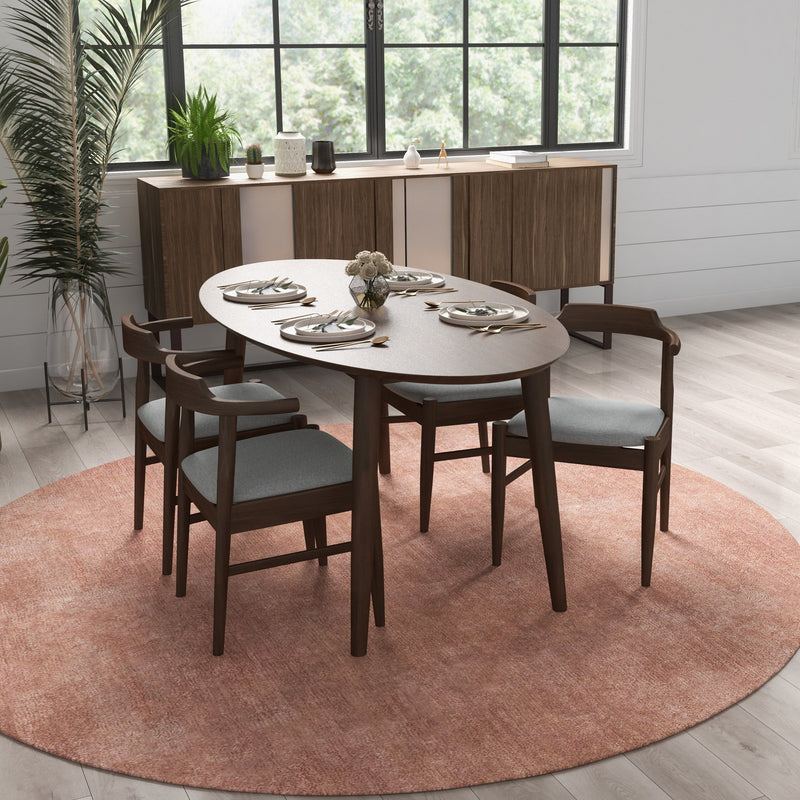 Rixos Walnut Dining Set - 4 Zola Grey Dining Chairs | MidinMod | TX | Best Furniture stores in Houston