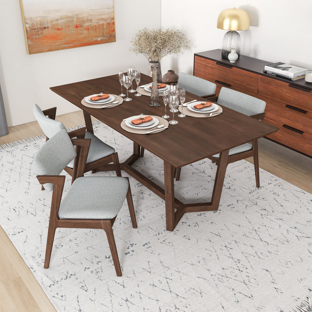 Rolda Dining Set - 4 Ricco Light Gray Fabric Chairs | MidinMod | TX | Best Furniture stores in Houston