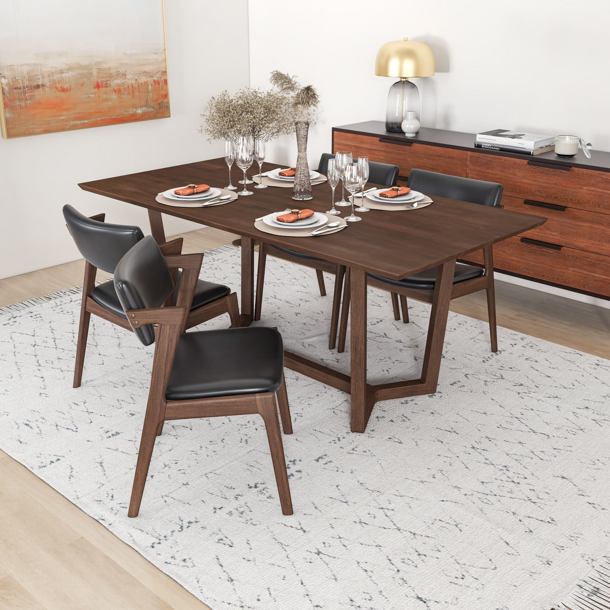 Walnut mid century modern deals dining table