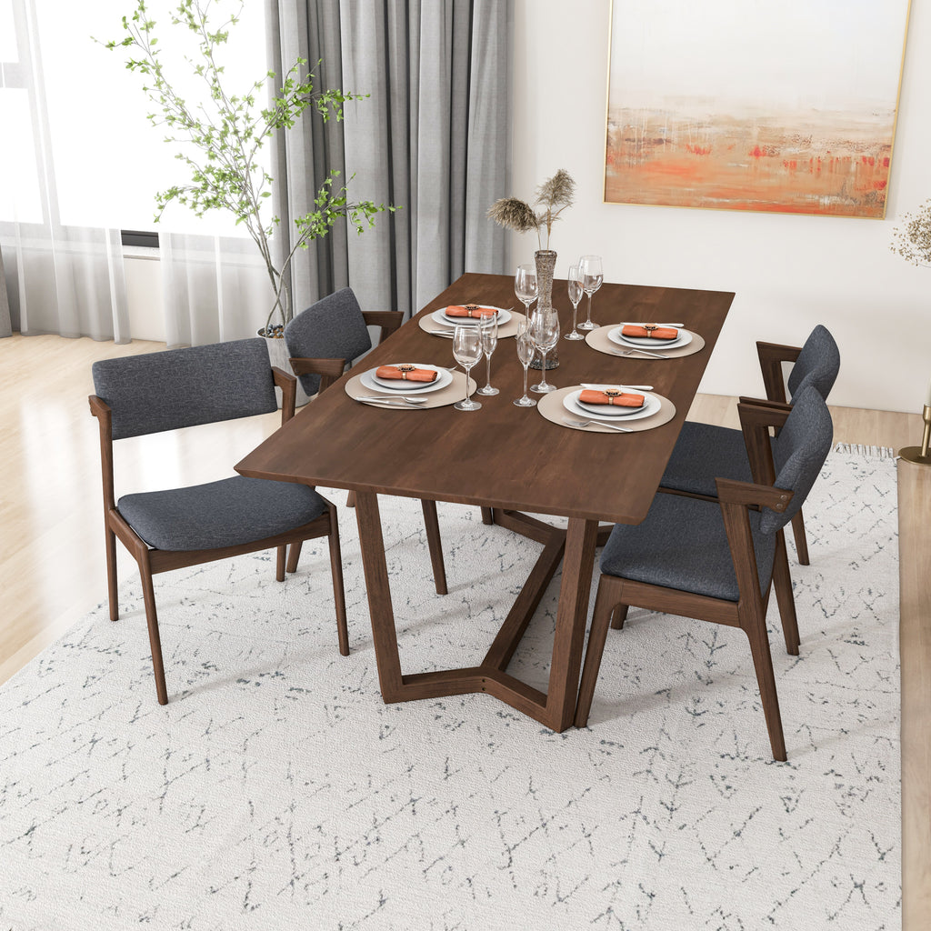 Rolda Dining Set - 4 Ricco Dark Gray Fabric Chairs  | MidinMod | TX | Best Furniture stores in Houston