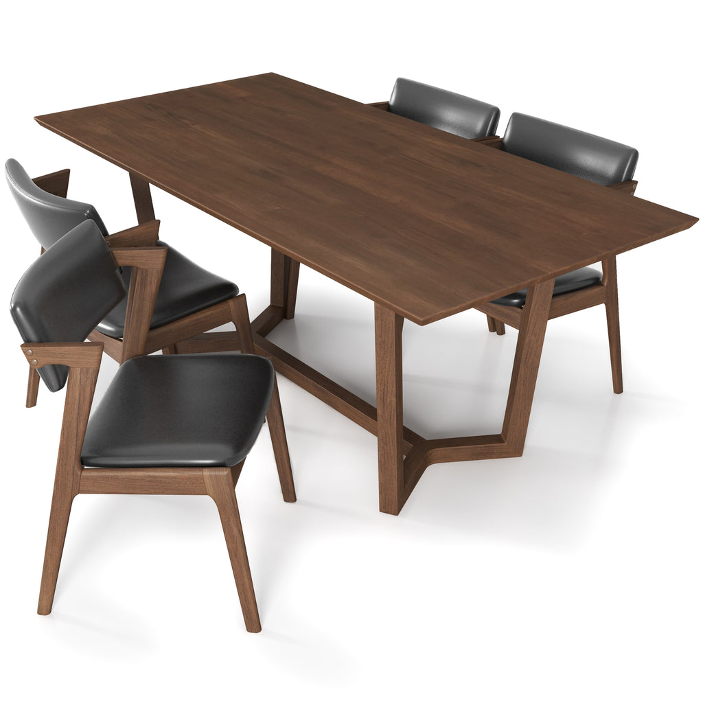 Dining Set Rolda Dining Table - 4 Ricco Black Fabric Chairs | Best Furniture stores in Houston