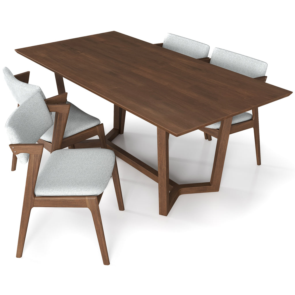 Rolda Dining Set - 4 Ricco Light Gray Fabric Chairs | MidinMod | TX | Best Furniture stores in Houston