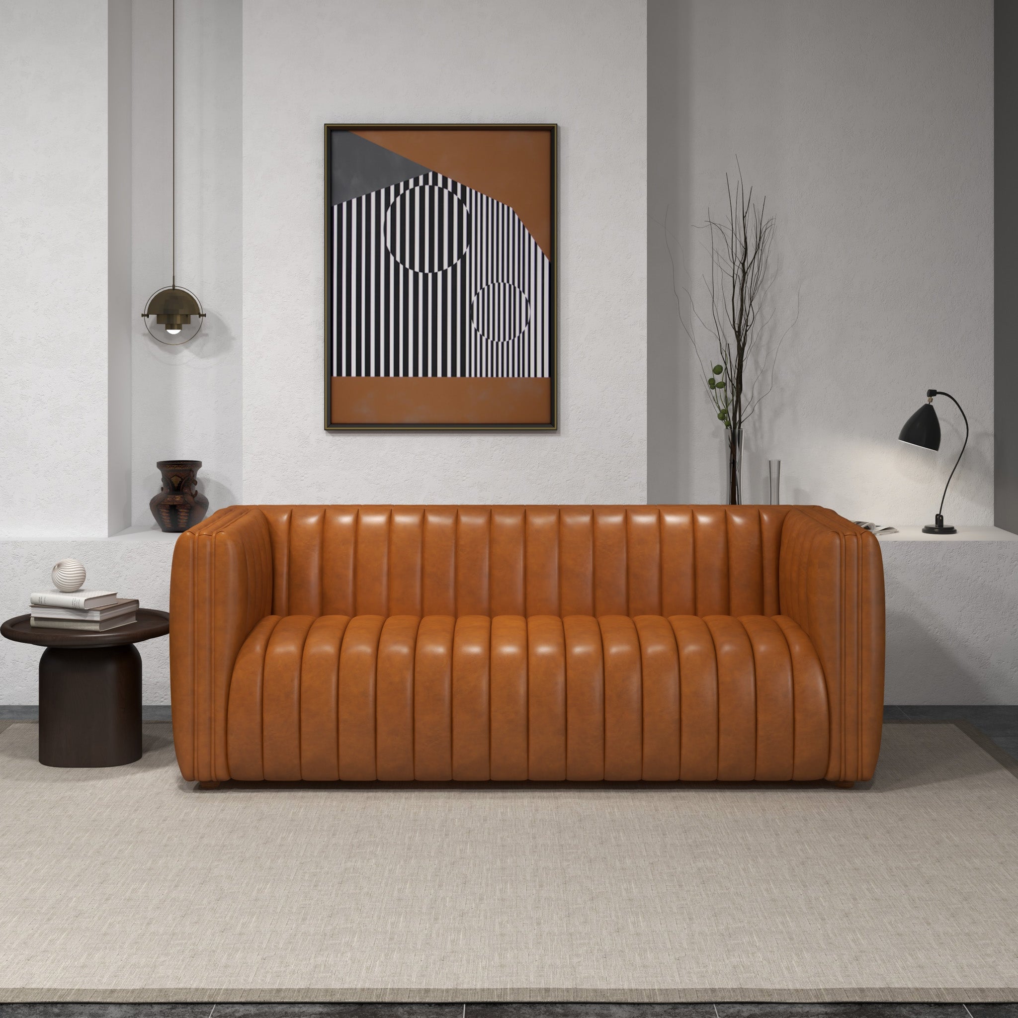 Rosslyn Cognac Leather Sofa - MidinMod