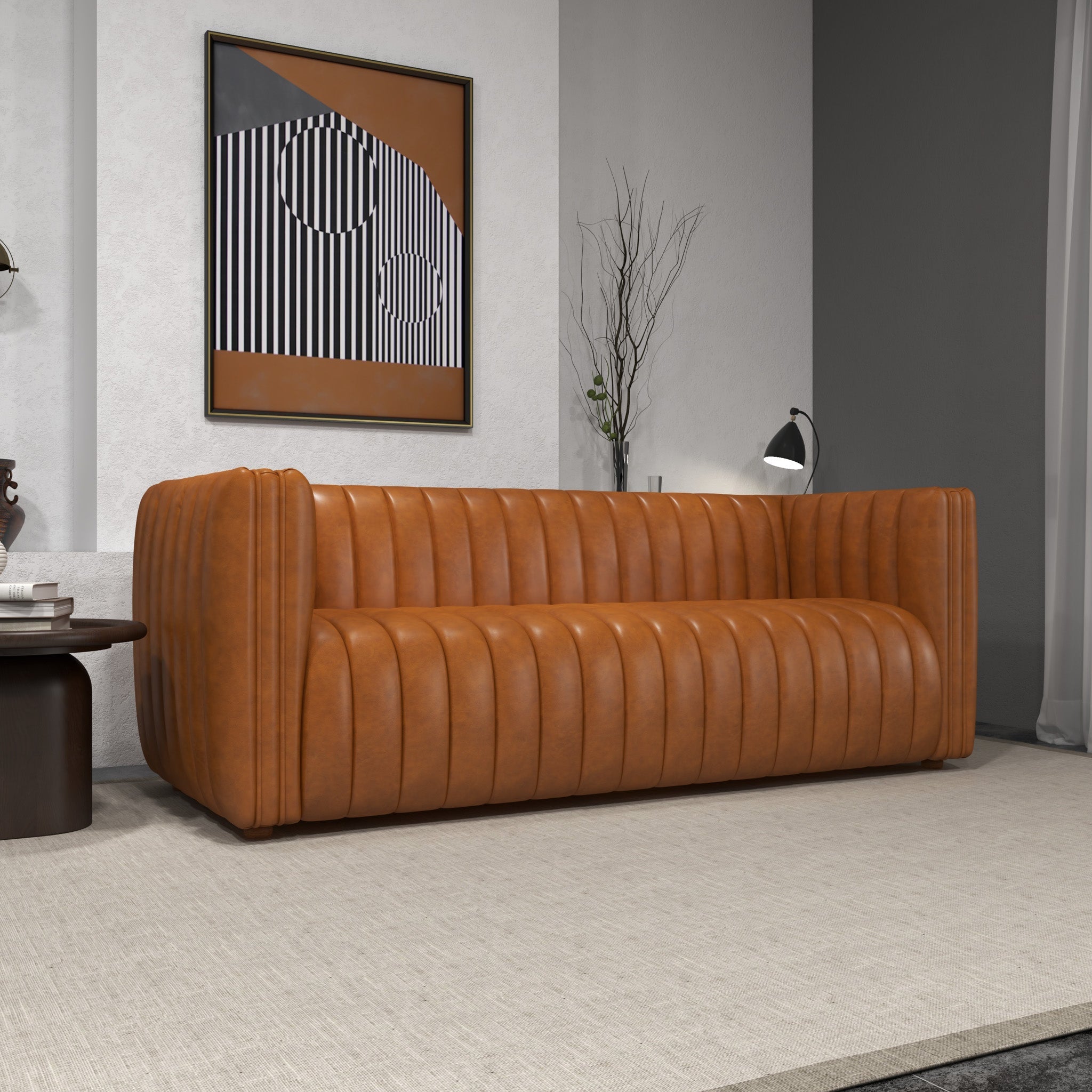 Rosslyn Cognac Leather Sofa - MidinMod